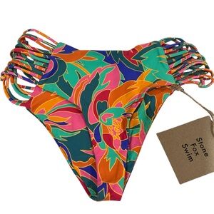 NWT Stone Fox Swim Simone Bikini Bottom In Stained Glass Size XS